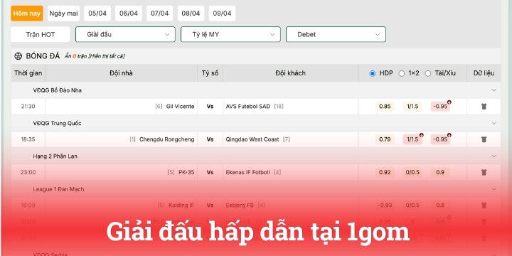 Những giải đấu được cập nhật đầy đủ tại website 1gom