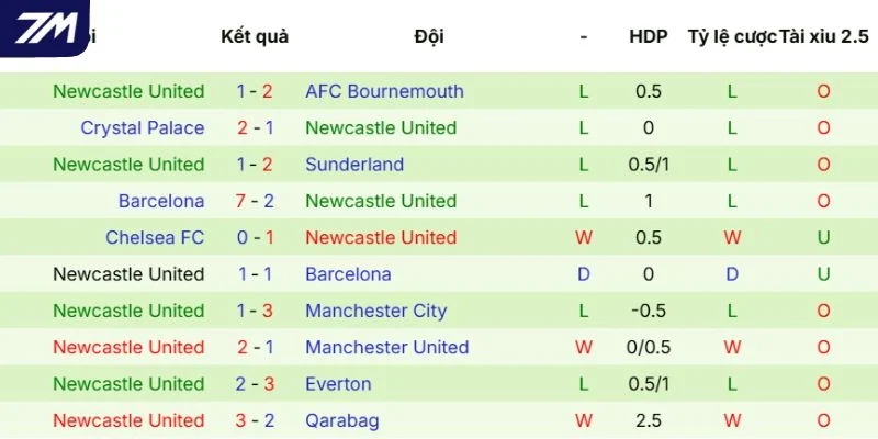 Thành tích của Newcastle